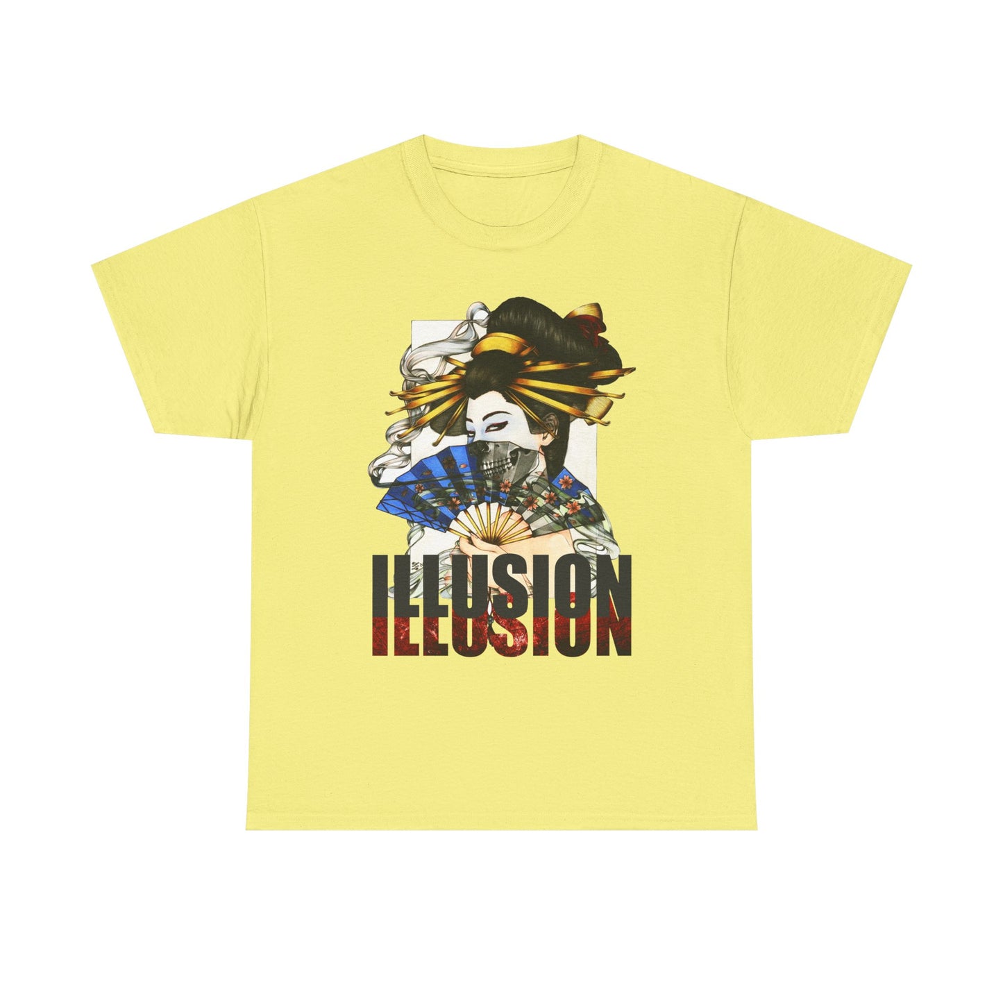 Unisex Heavy Cotton Tee - Illusion Design - Artistic Fan Graphic Tee for Casual Wear