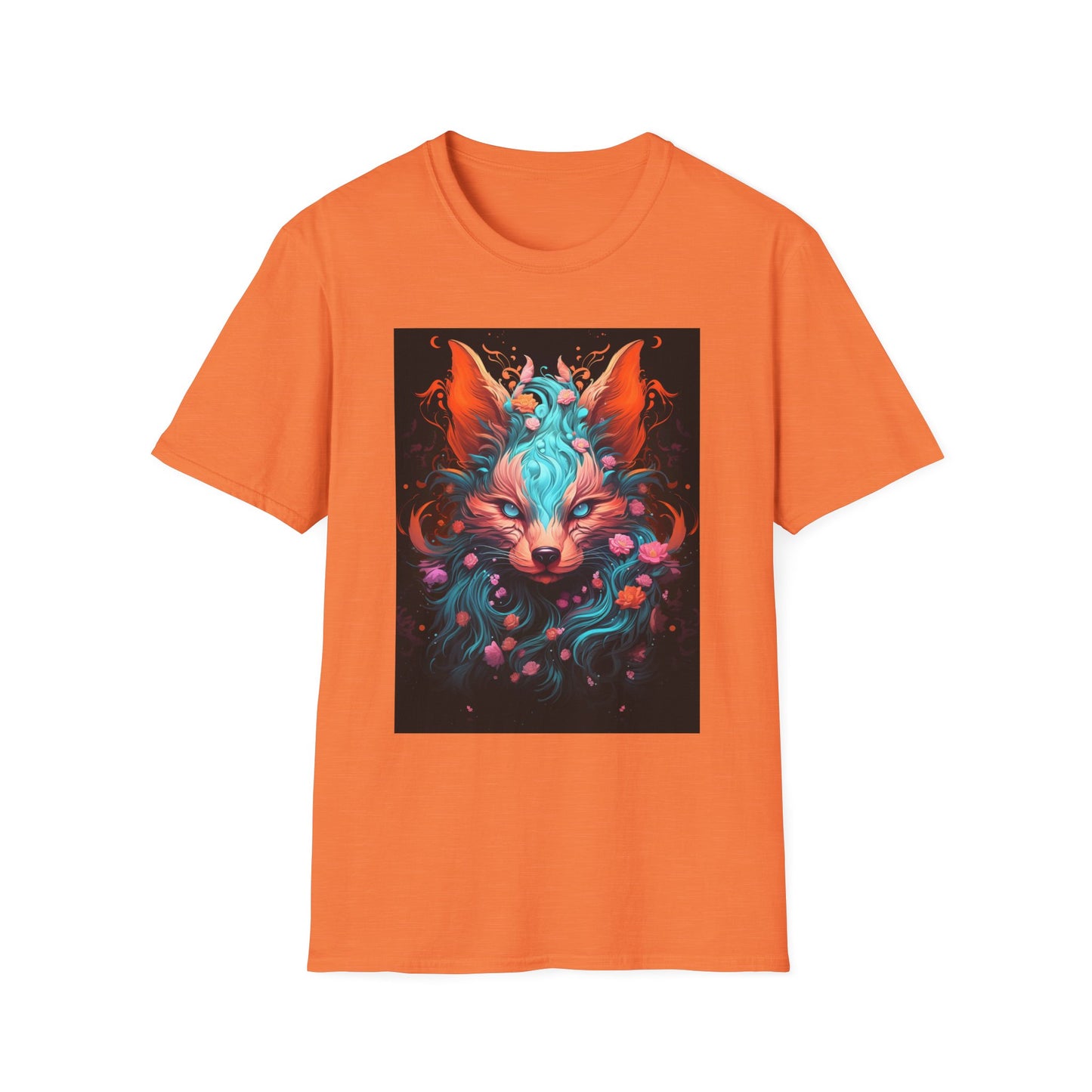 Vibrant Fox Floral Unisex Softstyle T-Shirt
