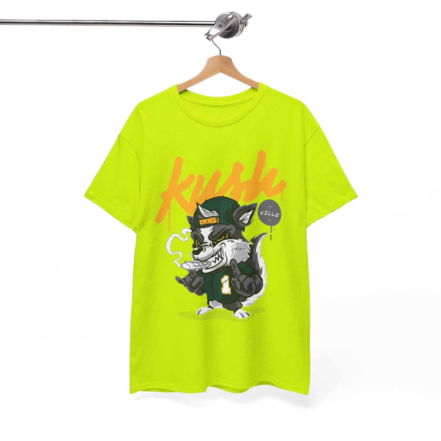 Street Style Unisex Heavy Cotton Tee - 'Kush Ville' Graphic Design