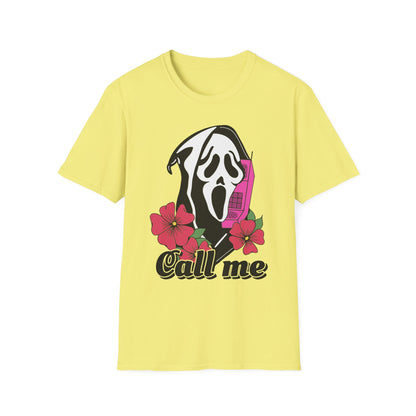 Call Me Horror T-Shirt, Unisex Graphic Tee, Halloween Costume, Spooky Gift, Movie Lover's Shirt, Floral Horror Tee