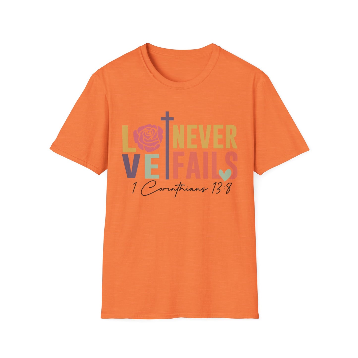 Faith-Inspired Unisex T-Shirt - "Love Never Fails" - Christian Apparel, Gift for Friends, Inspirational Wear, Bible Verse Tee