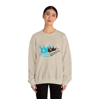 Crewneck Sweatshirt - "Royalty Queens" Crown Logo Graphic (Blue & Black)