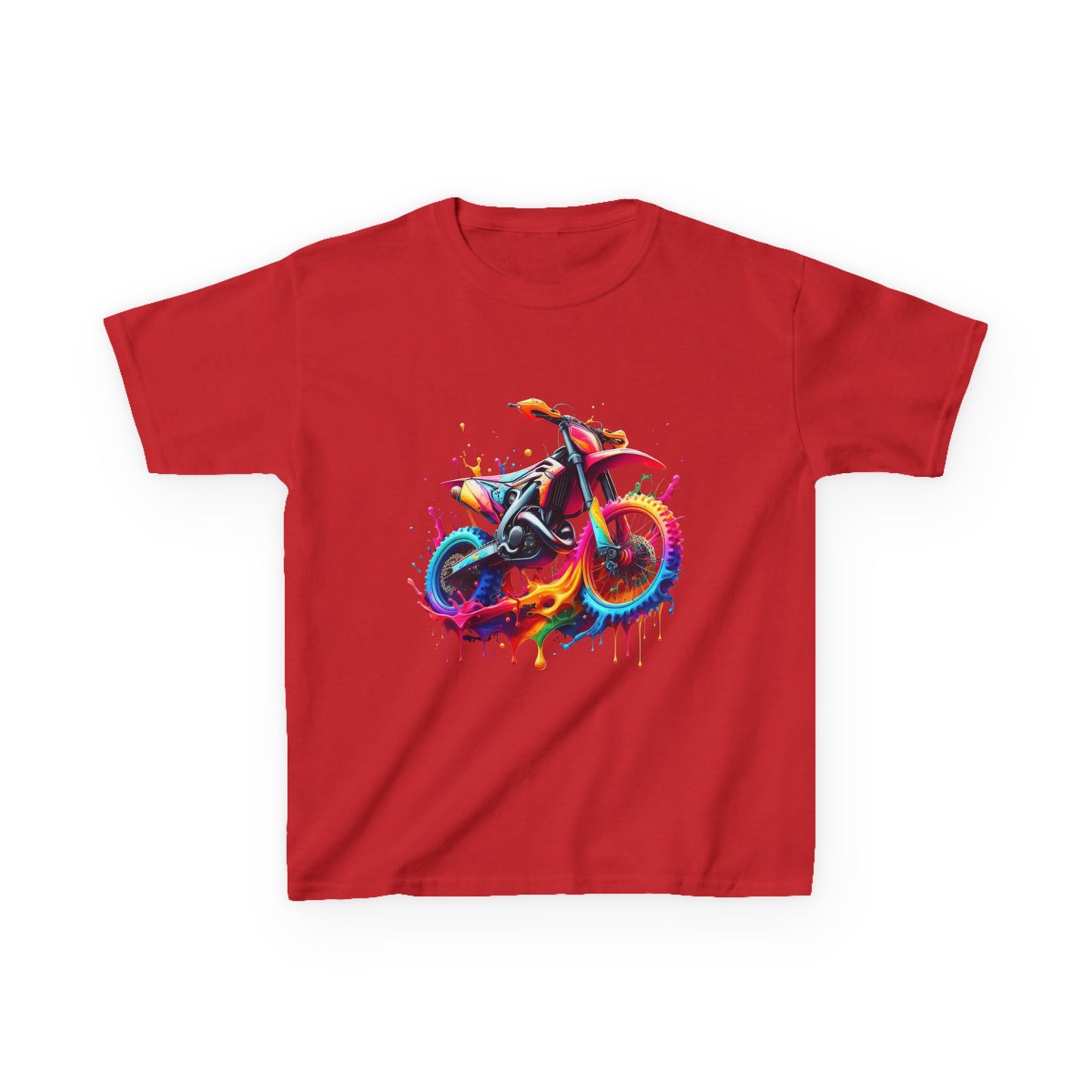 Kids' Motorcycle Graphic Tee - Vibrant Splash Design