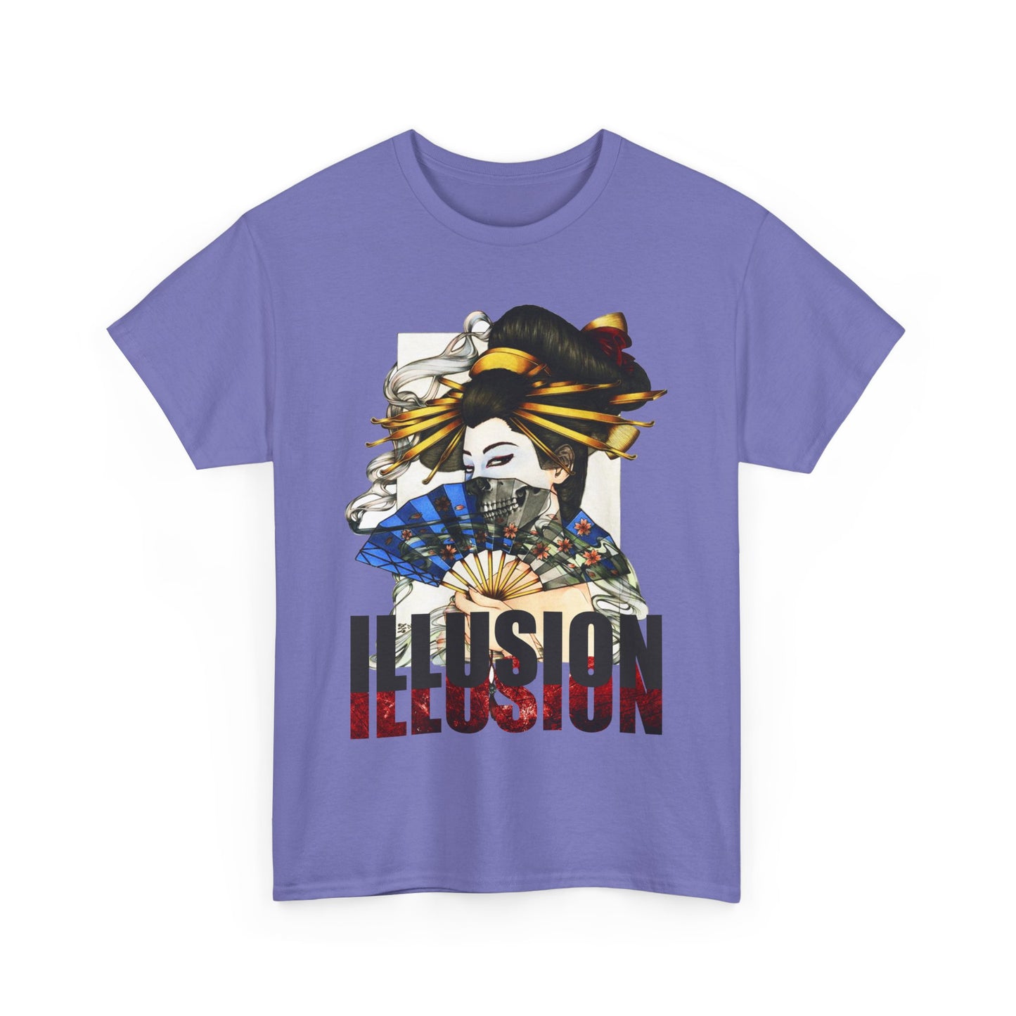 Unisex Heavy Cotton Tee - Illusion Design - Artistic Fan Graphic Tee for Casual Wear