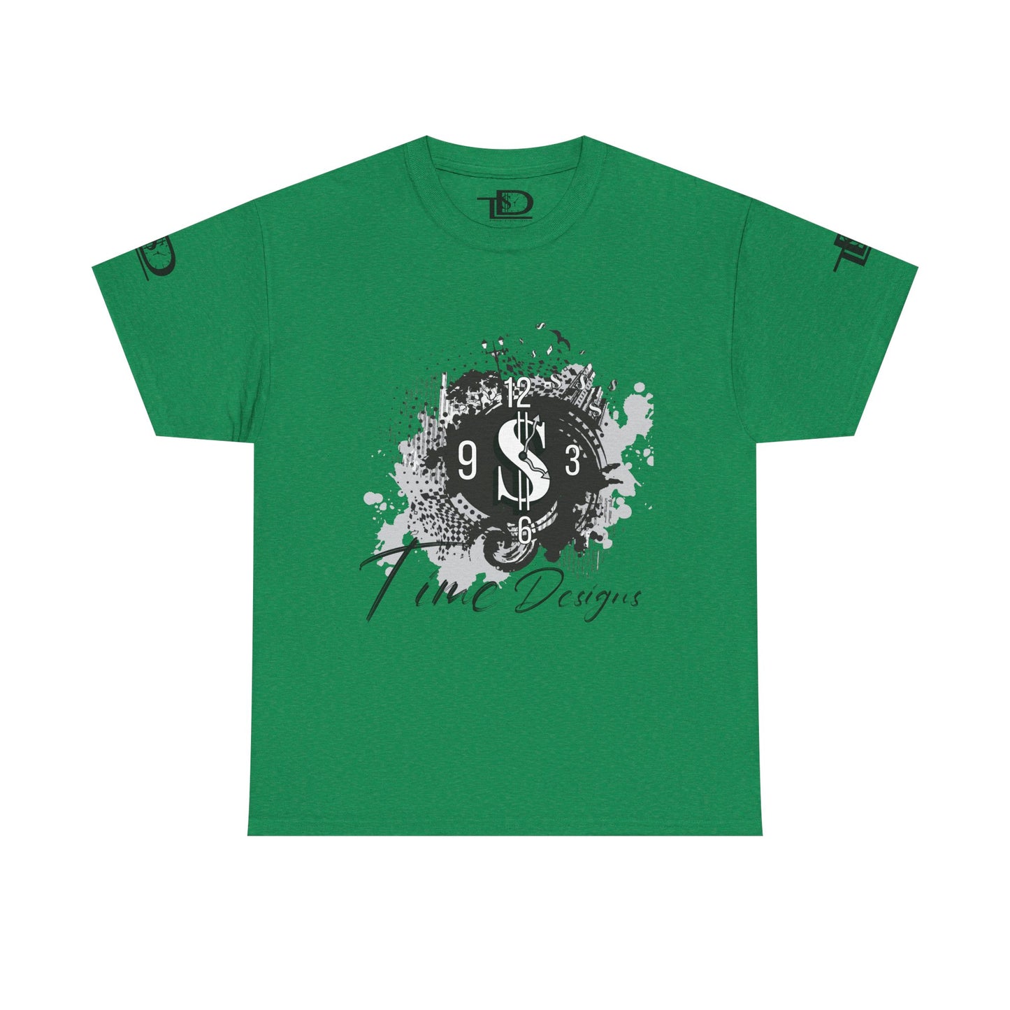 Unisex Heavy Cotton Tee - Time Designs Dollar Clock Graphic T-Shirt