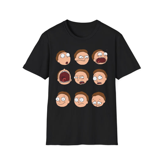 Funny Expressions Unisex Softstyle T-Shirt - Emotive Cartoon Faces