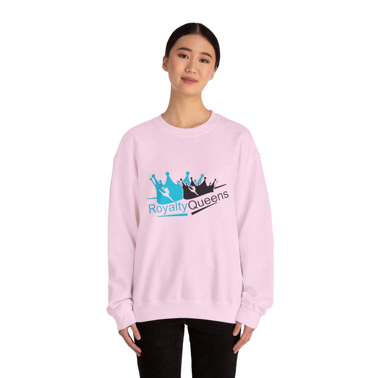 Crewneck Sweatshirt - "Royalty Queens" Crown Logo Graphic (Blue & Black)