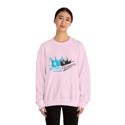 Crewneck Sweatshirt - "Royalty Queens" Crown Logo Graphic (Blue & Black)