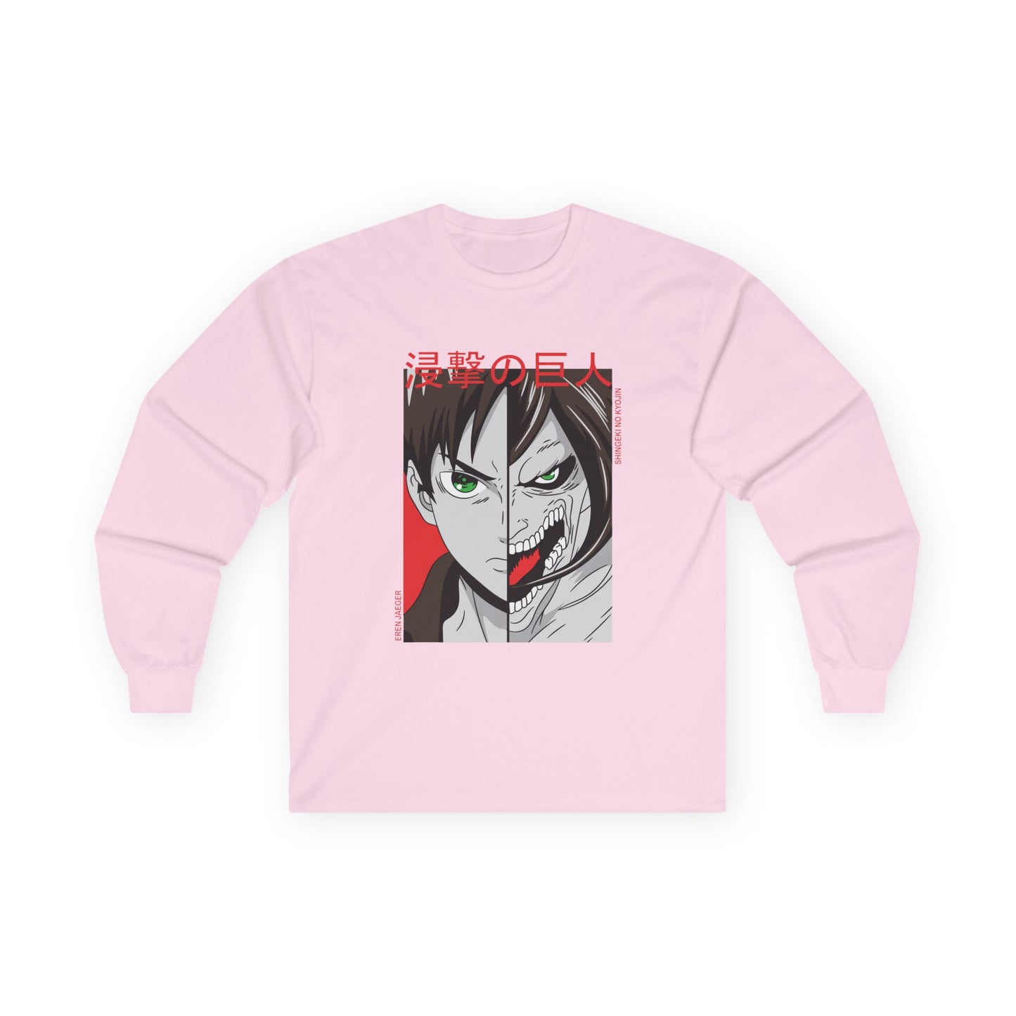 Anime Split-Face Long Sleeve Tee — Eren Jaeger Inspired Design