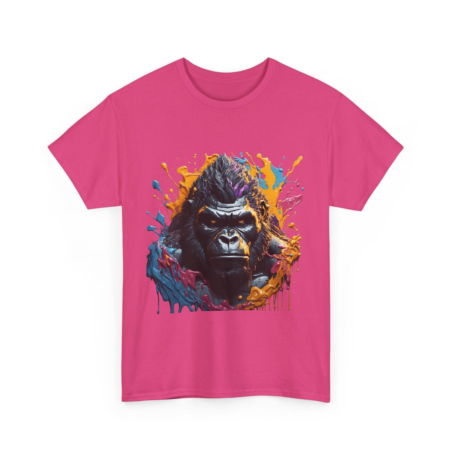 Colorful Gorilla Art Unisex Heavy Cotton Tee - Bold Graphic Tee for Animal Lovers
