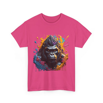 Colorful Gorilla Art Unisex Heavy Cotton Tee - Bold Graphic Tee for Animal Lovers