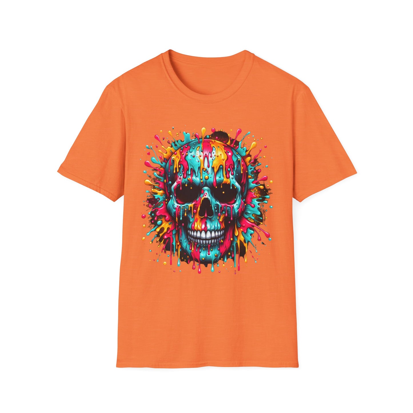 Colorful Drip Skull Unisex T-Shirt - Vibrant Graphic Tee for Art & Music Lovers