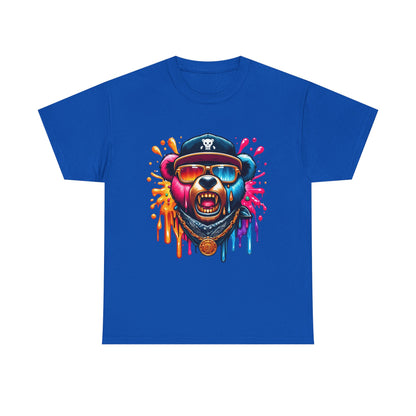 Vibrant Bear Graphic Unisex Heavy Cotton Tee - Casual Streetwear for Everyday Style