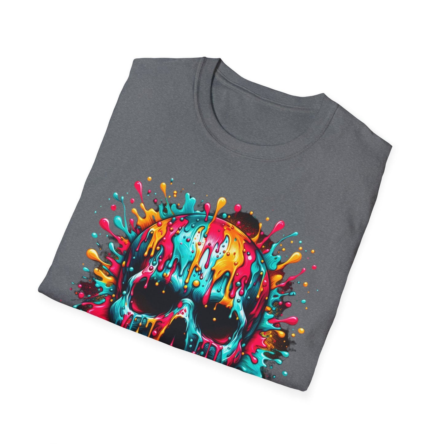 Colorful Drip Skull Unisex T-Shirt - Vibrant Graphic Tee for Art & Music Lovers