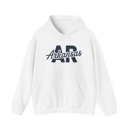 Arkansas AR Script Hoodie — Retro State Pride Pullover