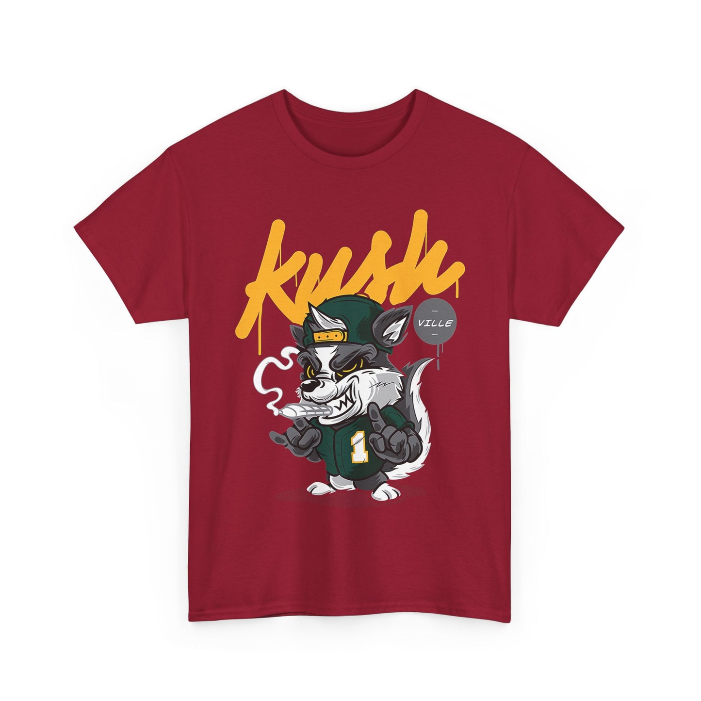 Street Style Unisex Heavy Cotton Tee - 'Kush Ville' Graphic Design