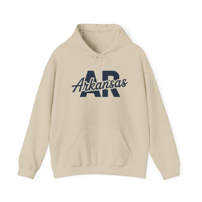 Arkansas AR Script Hoodie — Retro State Pride Pullover