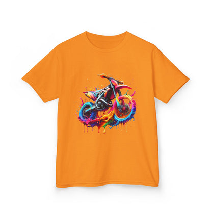 Kids' Motorcycle Graphic Tee - Vibrant Splash Design