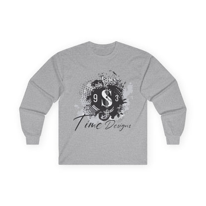 Stylish Unisex Long Sleeve Tee - Time Design with Dollar Sign