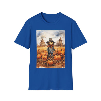 Autumn Scarecrow T-Shirt, Fall Halloween Tee, Pumpkin Patch Shirt, Unisex Graphic Top, Cozy Harvest Apparel