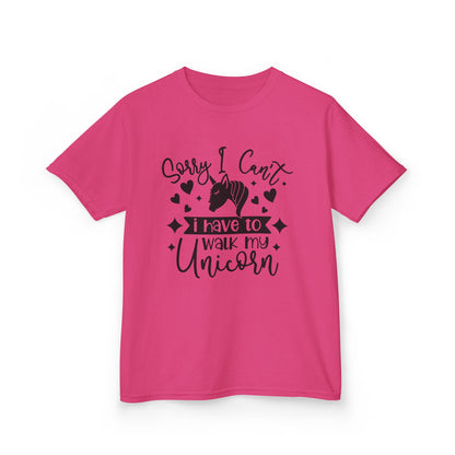 Funny Kids Unicorn Tee - "Sorry I Can't, I Have to Walk My Unicorn"