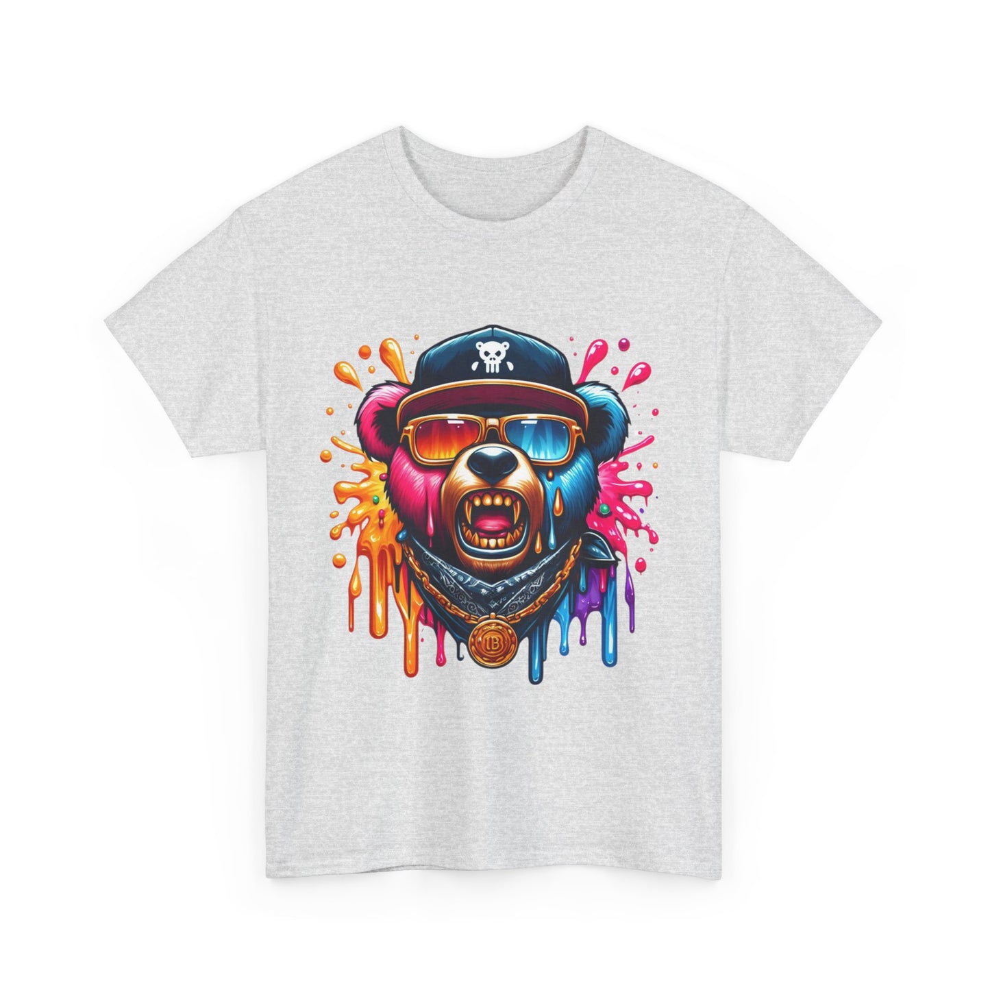 Vibrant Bear Graphic Unisex Heavy Cotton Tee - Casual Streetwear for Everyday Style