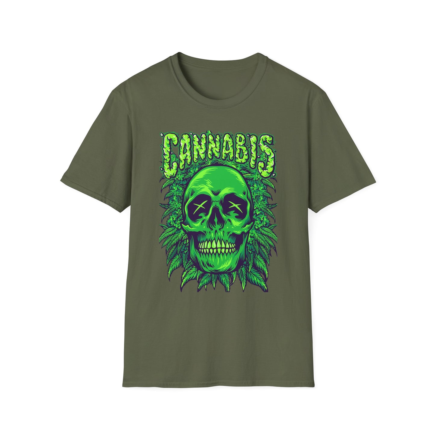 Green Skull Cannabis Unisex T-Shirt – Perfect for Stoner Culture and Everyday Wear