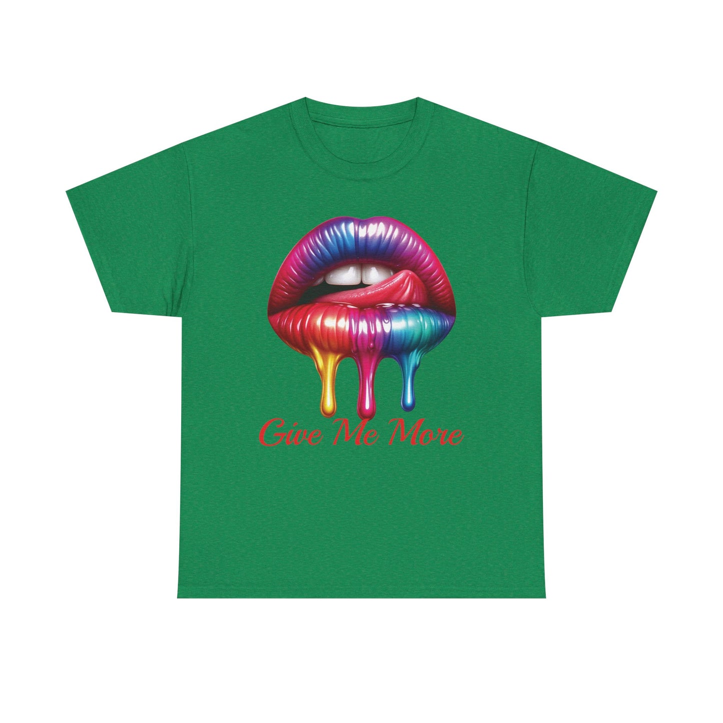 Rainbow Lips Graphic Unisex Heavy Cotton Tee - "Give Me More"
