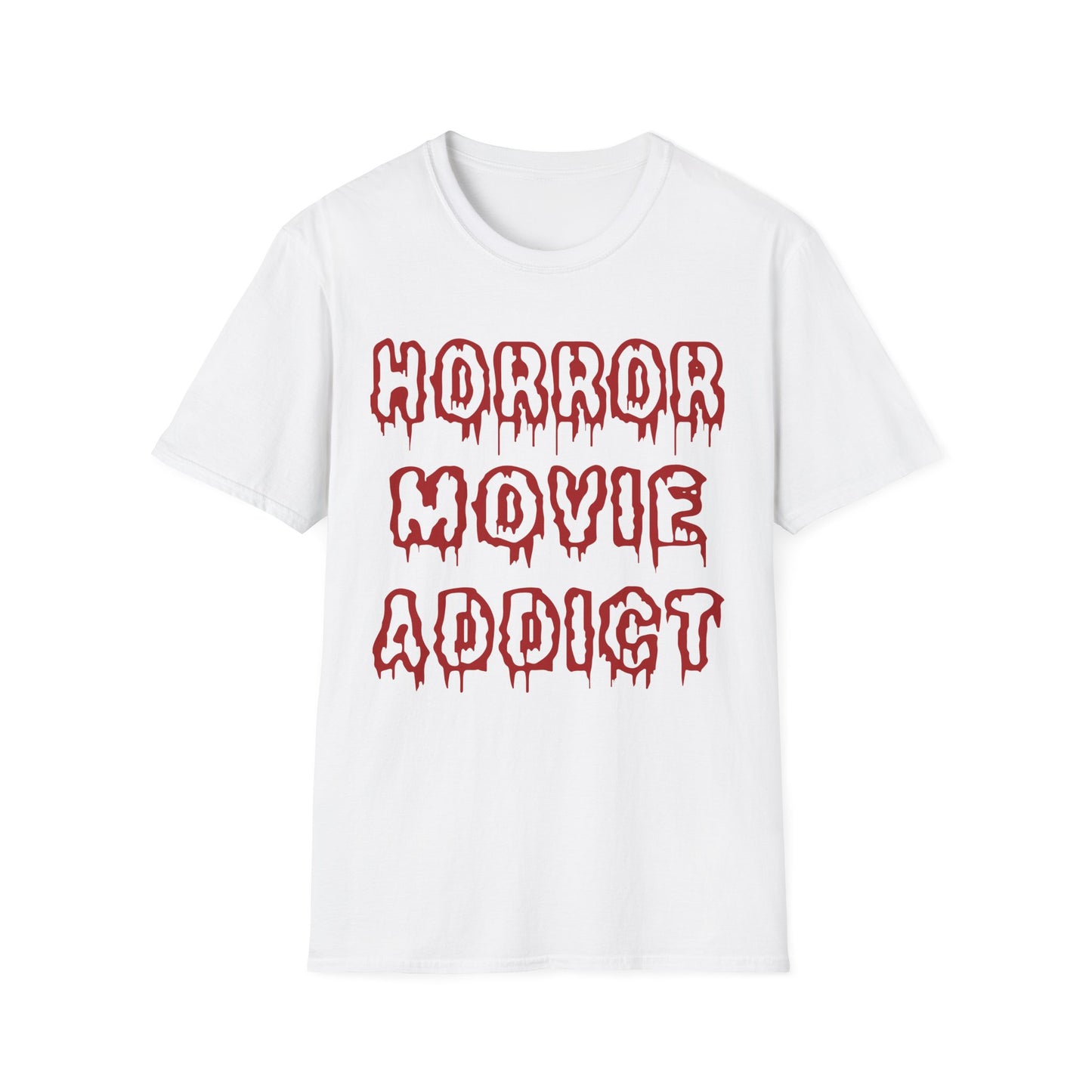 Horror Movie Addict T-Shirt, Unisex Softstyle Tee, Gifts for Film Lovers, Horror Movie Fans, Halloween Apparel, Casual Wear