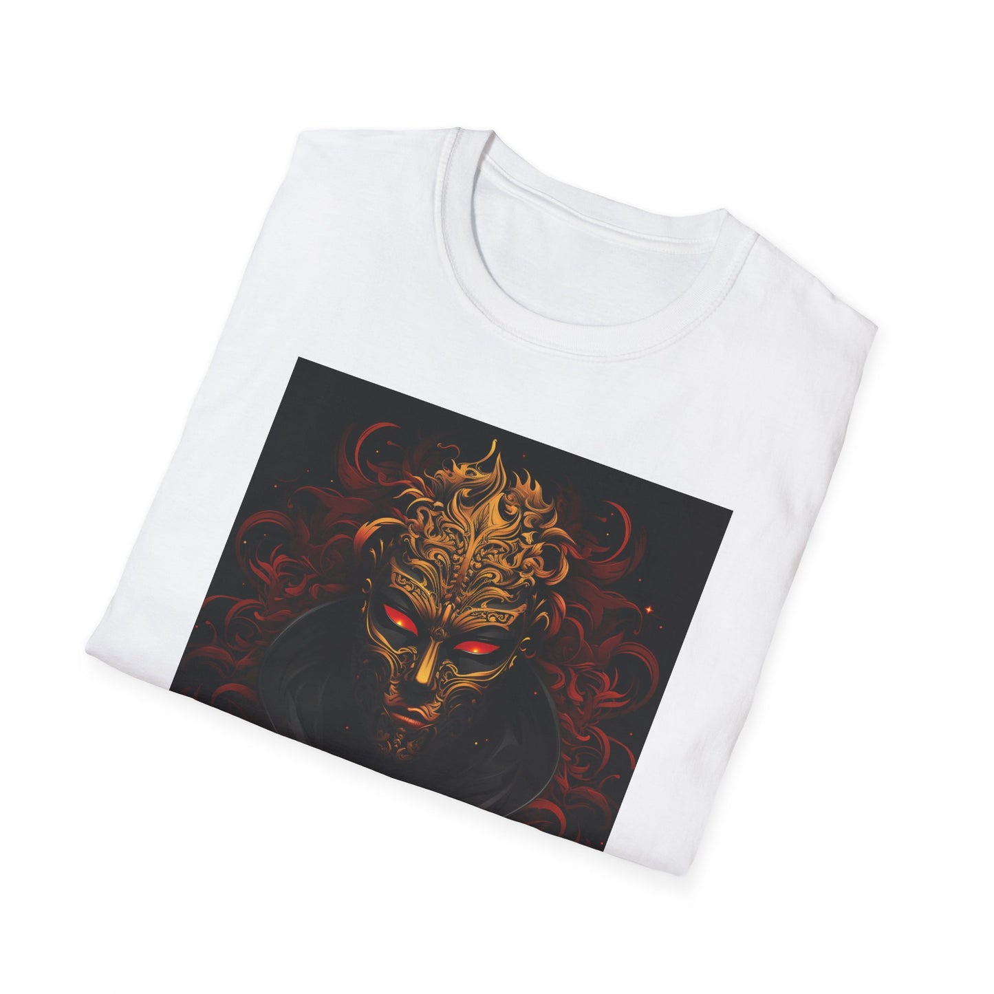 Bold Graphic Unisex Softstyle T-Shirt with Mask Design