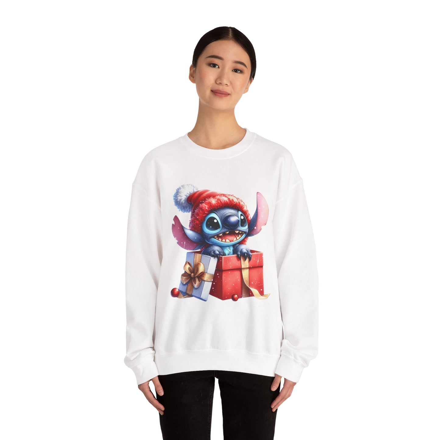 Christmas Stitch Sweatshirt – Cute Stitch in Santa Hat with Holiday Gifts