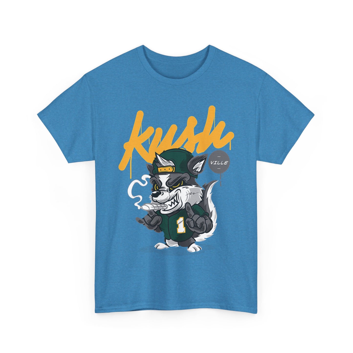 Street Style Unisex Heavy Cotton Tee - 'Kush Ville' Graphic Design