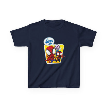 Spiderman Kids Heavy Cotton Tee - Playful Superhero Shirt for Young Fans