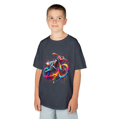 Kids' Motorcycle Graphic Tee - Vibrant Splash Design