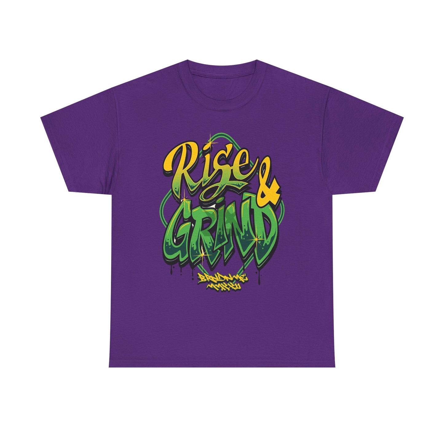 Rise & Grind Unisex Heavy Cotton Tee - Bold Graffiti Style Motivational T-Shirt