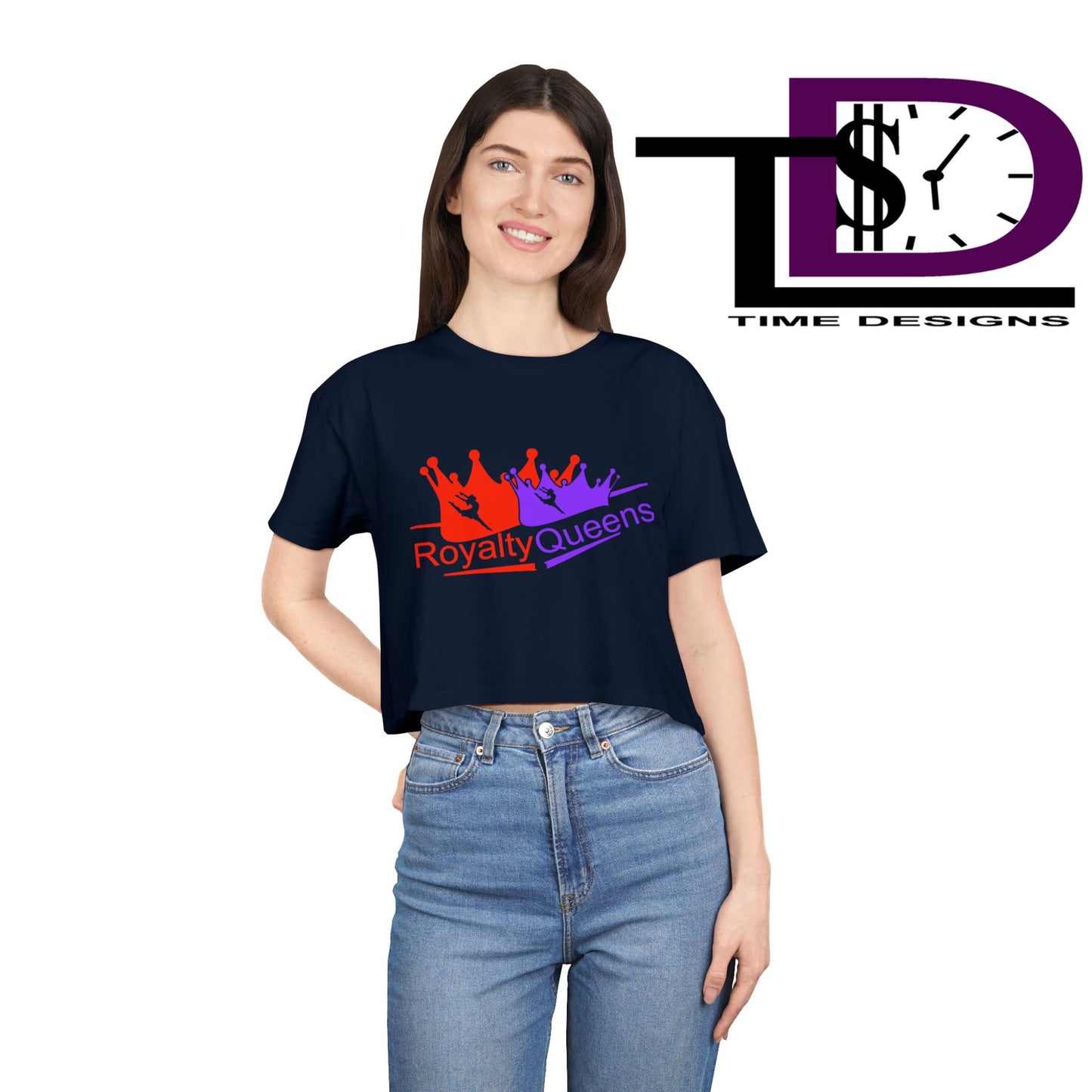 Royalty Queens Women's Crop Tee - Fun Summer Style, Casual Streetwear, Gift for Her, Festival Outfit, Vivid Crown Design