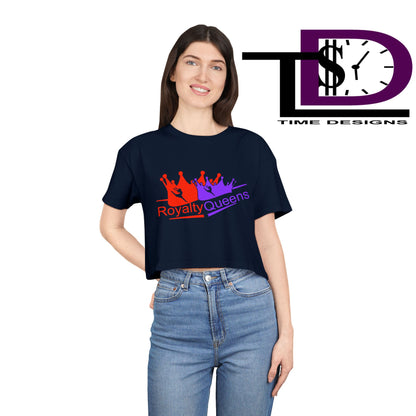Royalty Queens Women's Crop Tee - Fun Summer Style, Casual Streetwear, Gift for Her, Festival Outfit, Vivid Crown Design
