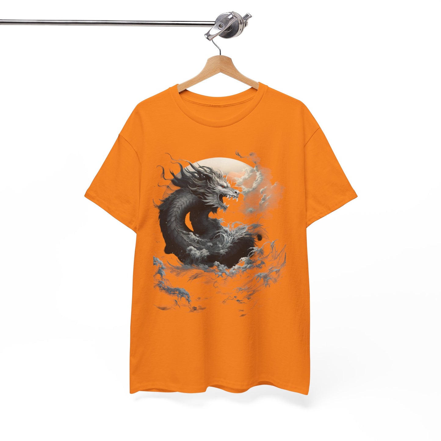Dragon Moon Unisex Heavy Cotton Tee - Mystical Night Sky Apparel
