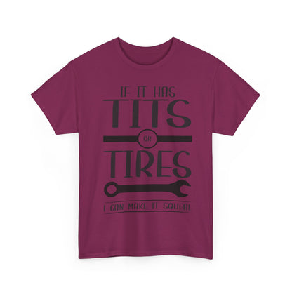 Funny Mechanic Tee - "If It Has Tits or Tires, I Can Make It Squeal"