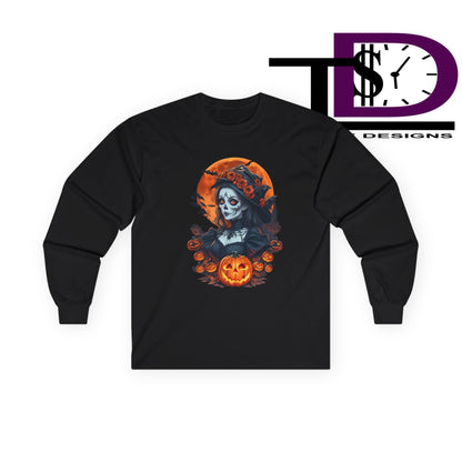 Halloween Graphic Long Sleeve Tee, Spooky Shirt, Unisex Fall Apparel, Halloween Costume, Autumn Sweatshirt, Pumpkin Design