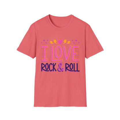 I Love Rock & Roll Unisex Softstyle T-Shirt - Vintage Music Tee, Concert Outfit, Music Lover Gift, Festival Shirt, Casual Everyday Wear
