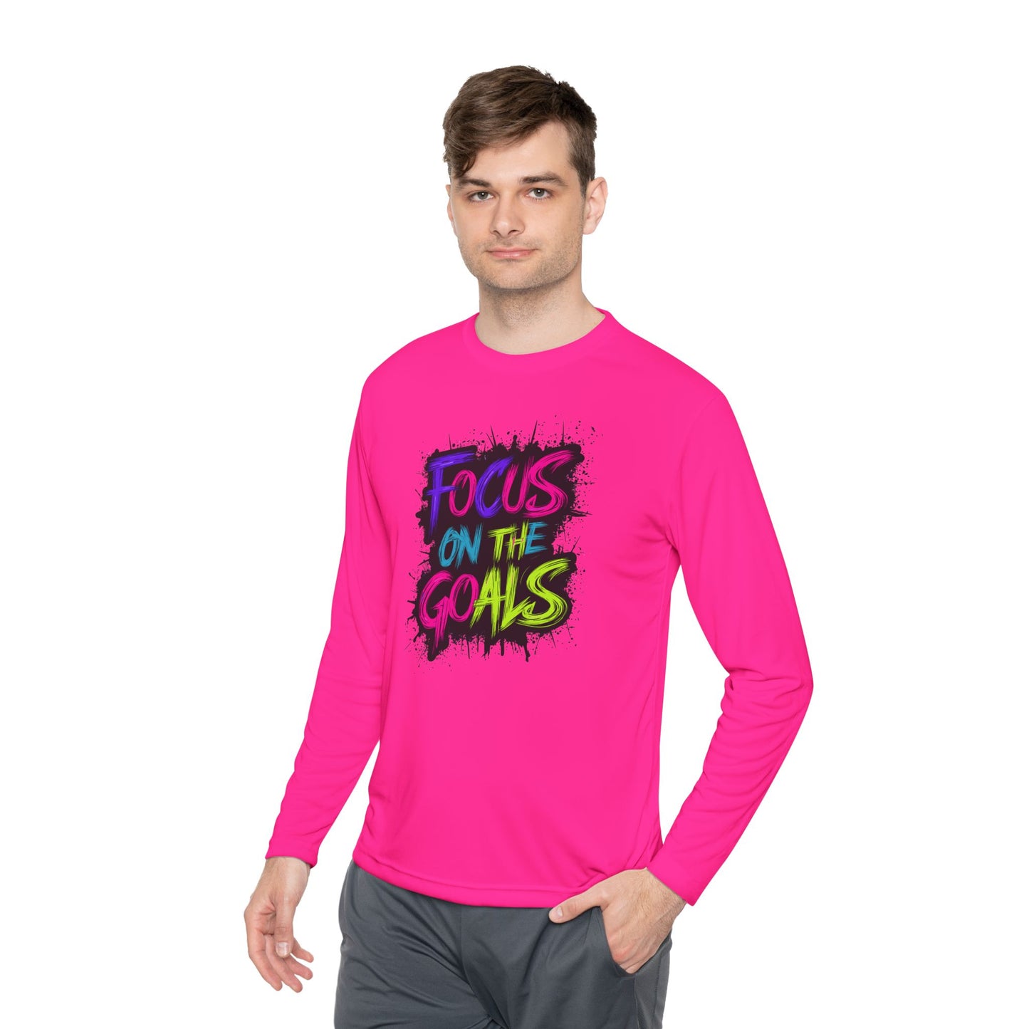 Unisex Long Sleeve Tee - "Focus on the Goals" Motivational Shirt, Fitness Apparel, Activewear, Gift for Athletes, Casual Wear