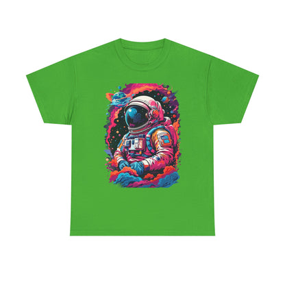 Cosmic Astronaut Unisex Heavy Cotton Tee - Galaxy Graphic T-Shirt