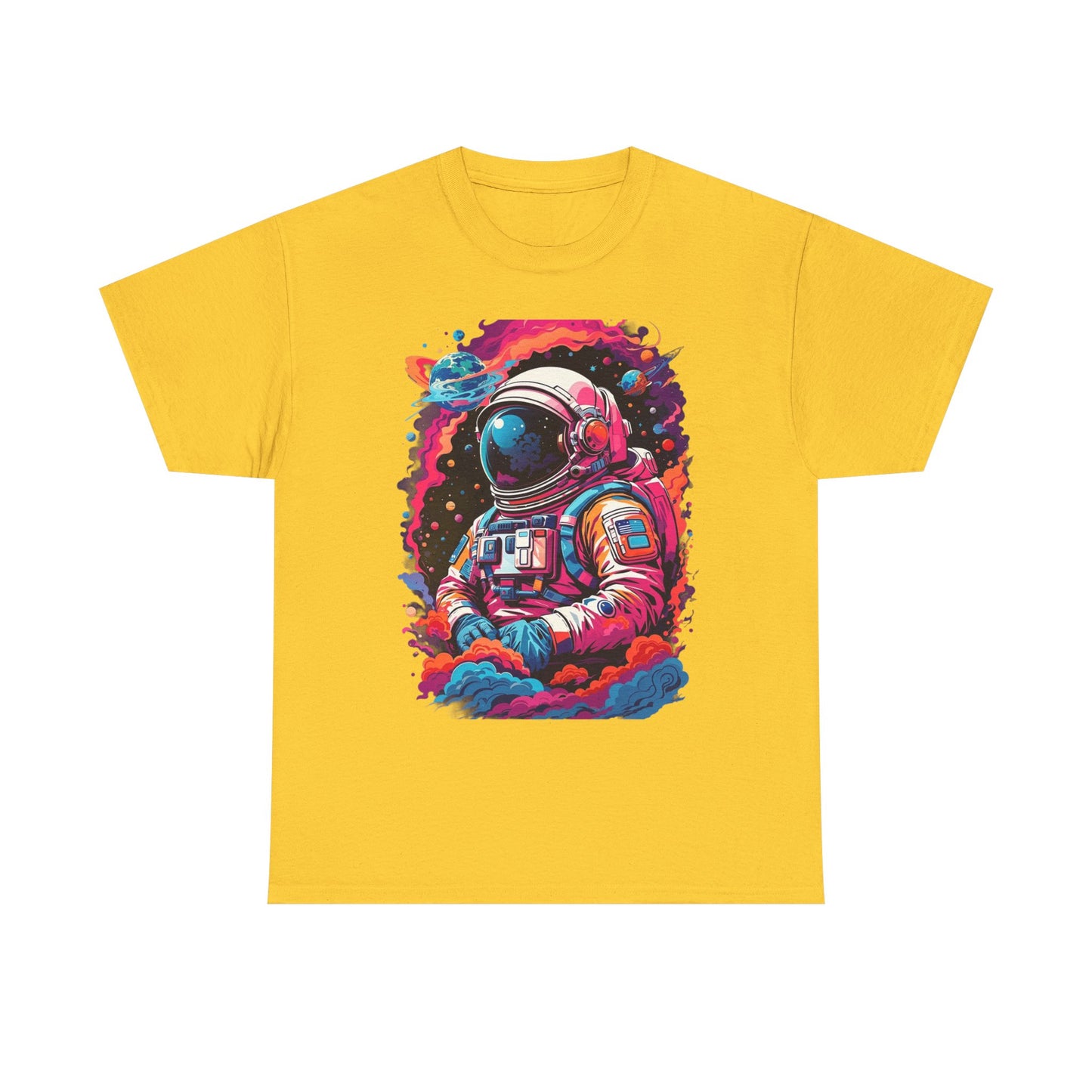 Cosmic Astronaut Unisex Heavy Cotton Tee - Galaxy Graphic T-Shirt