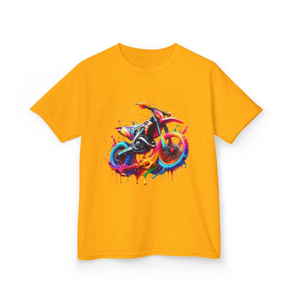 Kids' Motorcycle Graphic Tee - Vibrant Splash Design