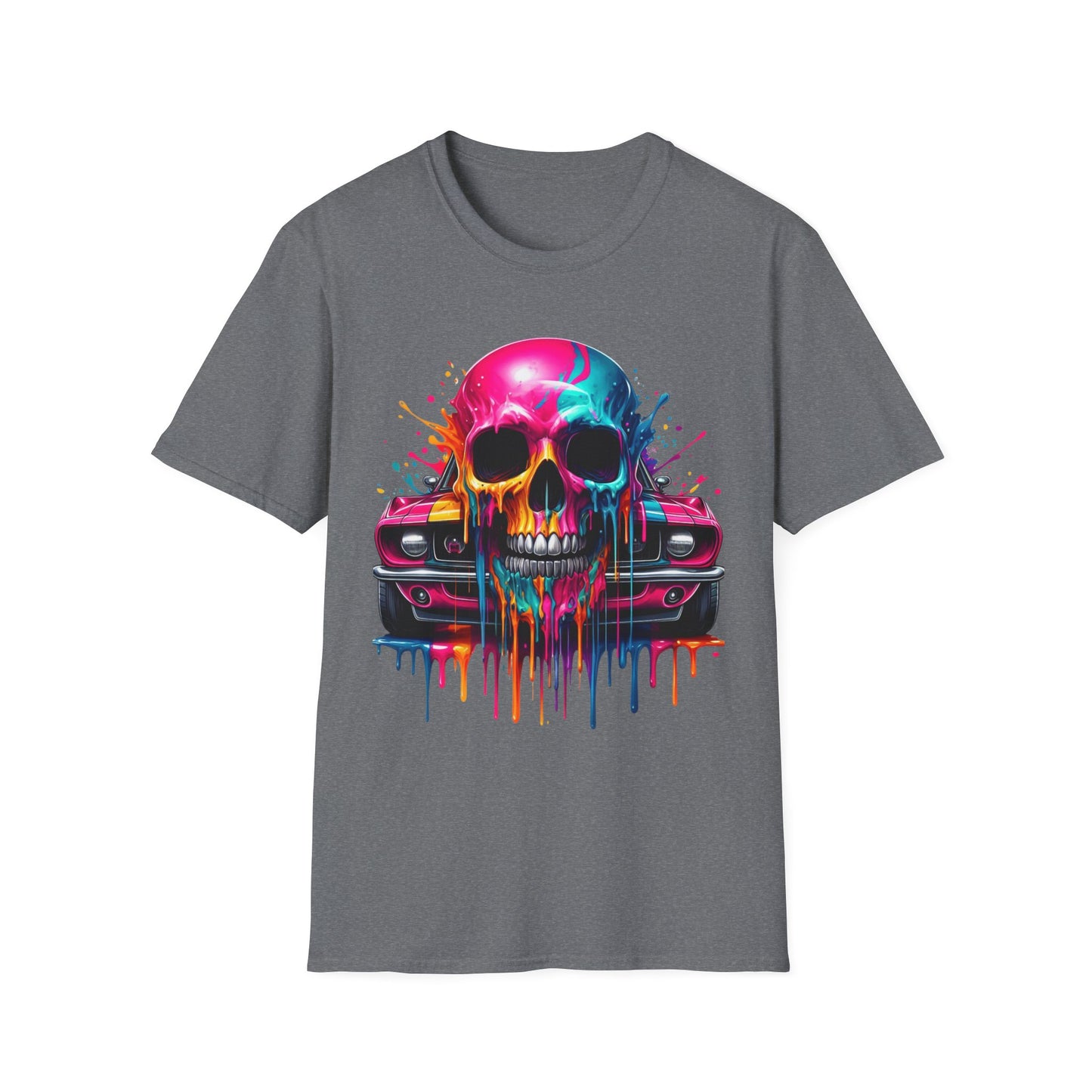 Vibrant Skull & Car Unisex Softstyle T-Shirt