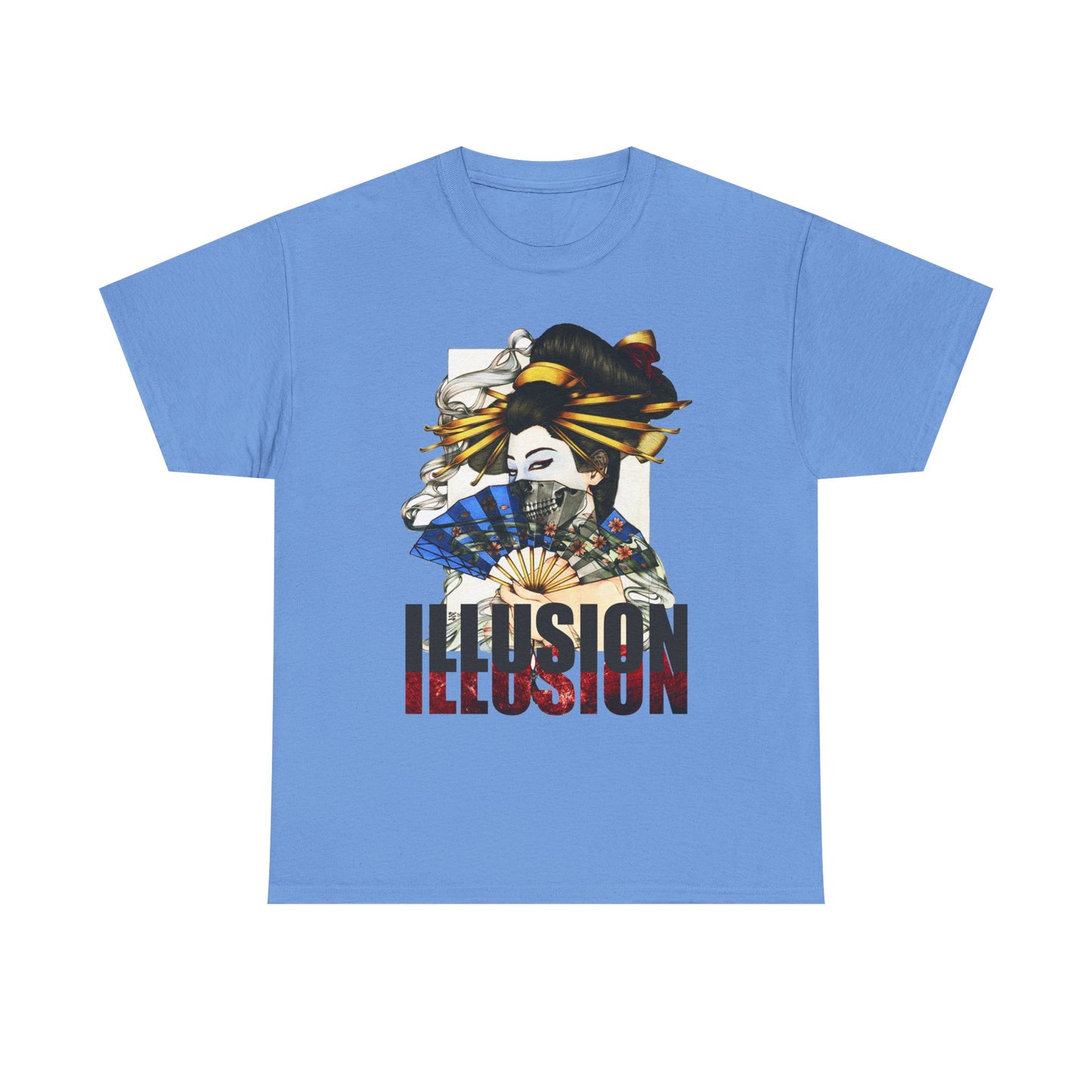 Unisex Heavy Cotton Tee - Illusion Design - Artistic Fan Graphic Tee for Casual Wear