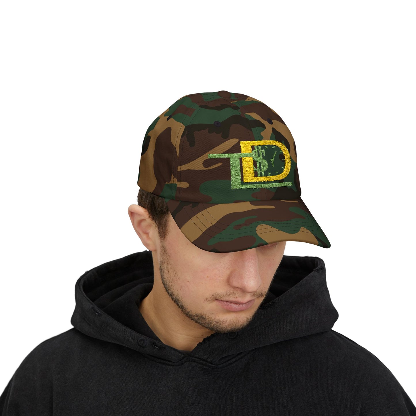 Classic Dad Cap with Green and Yellow Design, Casual Hat for Fathers, Gift for Dads, Summer Accessory, Adjustable Baseball Cap