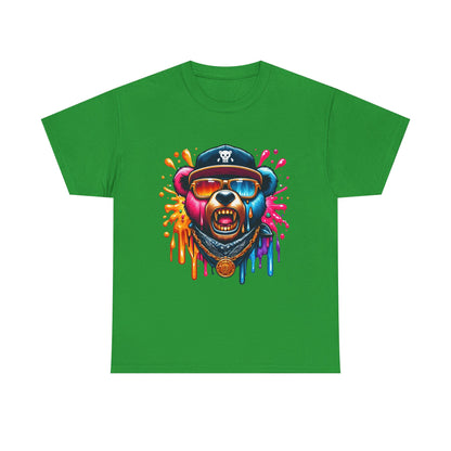 Vibrant Bear Graphic Unisex Heavy Cotton Tee - Casual Streetwear for Everyday Style