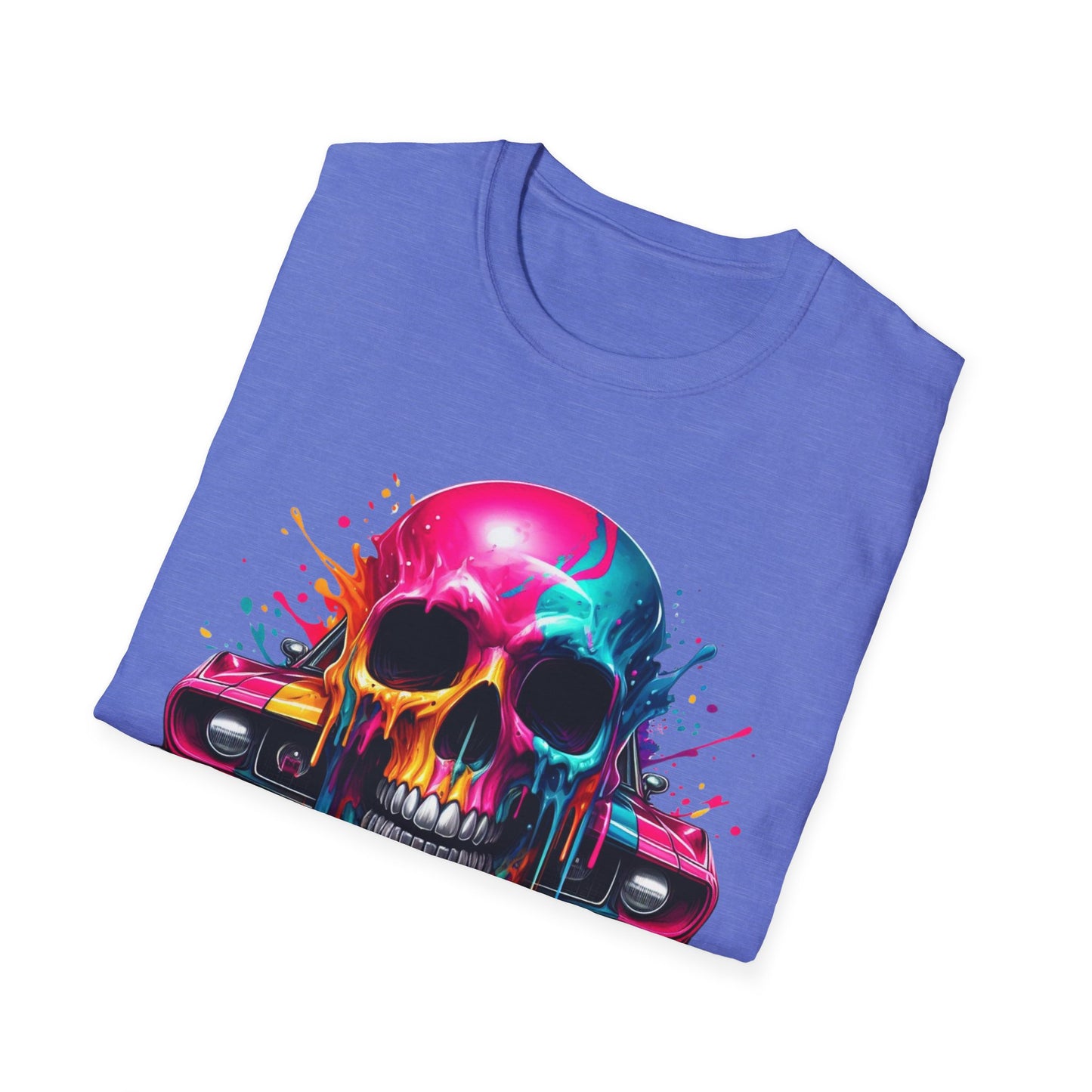 Vibrant Skull & Car Unisex Softstyle T-Shirt